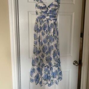 Blue Floral Midi Dress